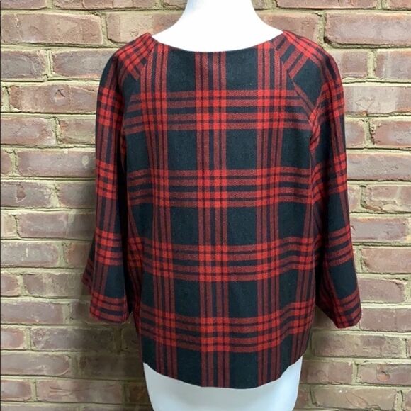 Larry Levine Crop 3/4 Sleeve Plaid 2 Button Jacket - Picture 5 of 7